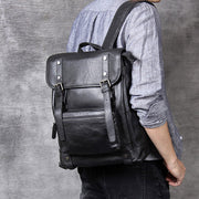 Men's Simple Casual Top Layer Cowhide Backpack