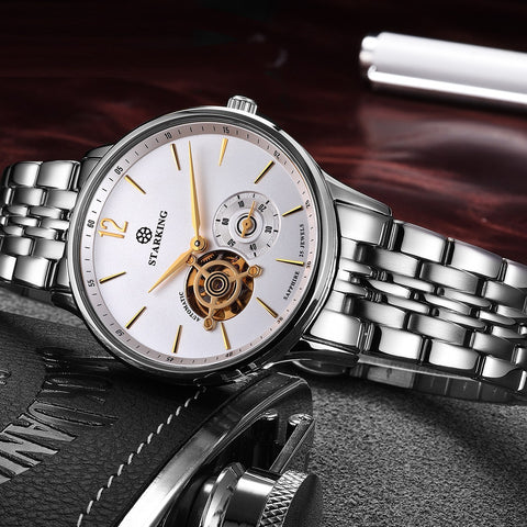 Automatic Mechanical Business Hollow Small Three-needle Waterproof Men&