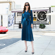 Elegant Temperament V-Neck Waist Slimming Long Skirt