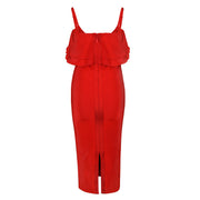 Ruffled sling red dress