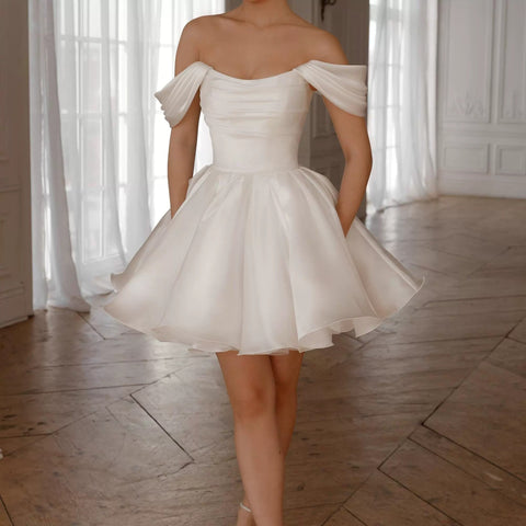 White Off-shoulder French Dress Women
