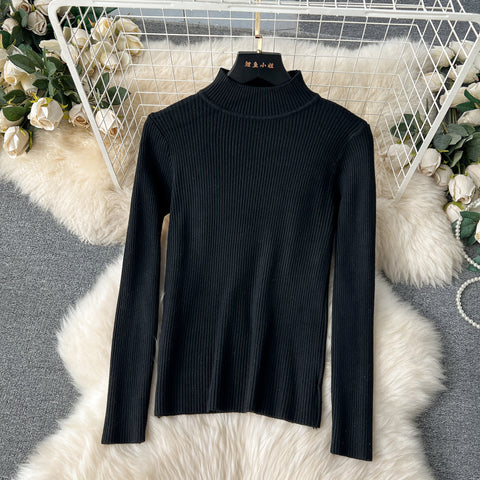 Knitted Bottoming Shirt Versatile Retro Double Breasted Business Suit And Dress Two-piece Set