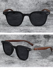 Retro Wood Grain Polarized Myopia Sunglasses UV Protection