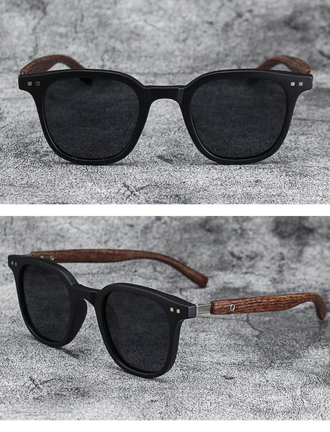 Retro Wood Grain Polarized Myopia Sunglasses UV Protection