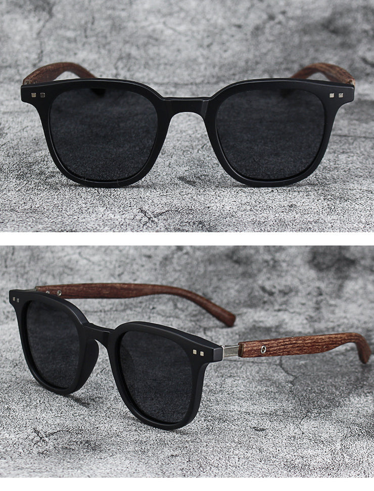 Retro Wood Grain Polarized Myopia Sunglasses UV Protection