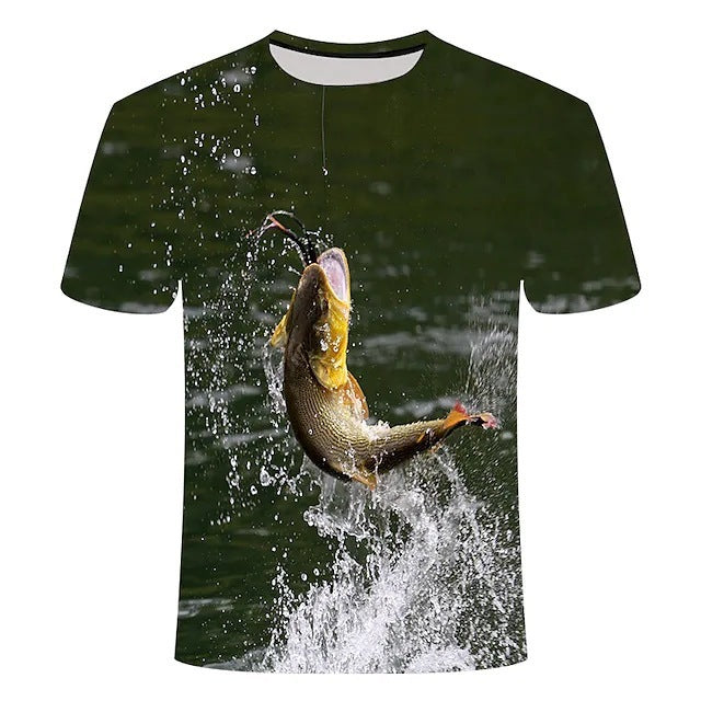 3D Fish Series Printed Men's And Women's Short Sleeves