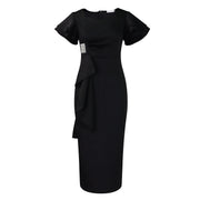 Fashionable Elegant Ruffled Solid Color Sheath