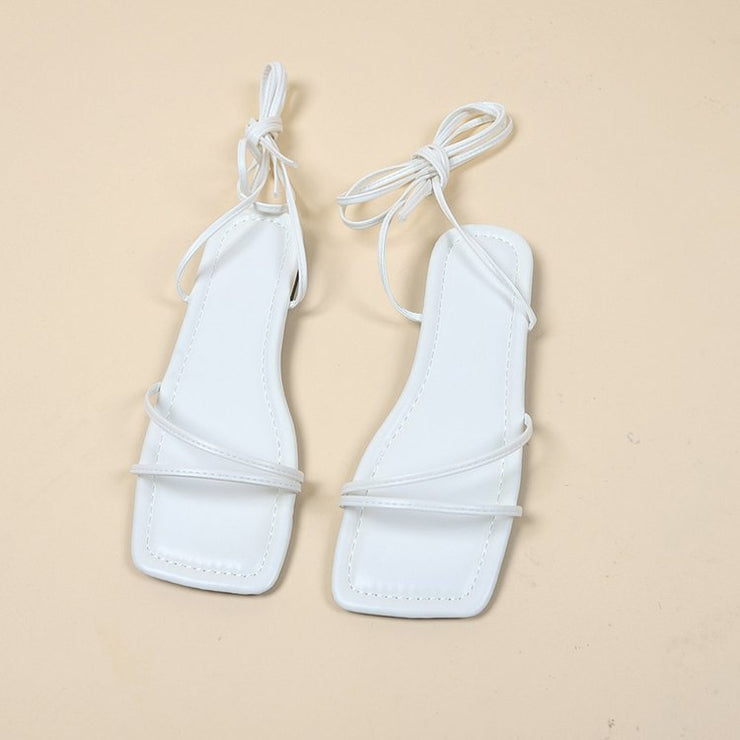 European And American Ankle Ring Bandage Cloth Flat Sandals Women&