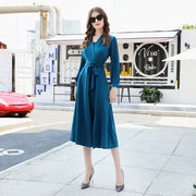Elegant Temperament V-Neck Waist Slimming Long Skirt