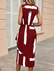 Summer New V-neck Wooden Ear Sleeveless Skirt