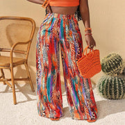 Colorful Pattern Trousers Loose Breathable Women's Trousers