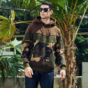 Colorblock Camouflage Hooded Sweater Men's Loose Pullover Jacket