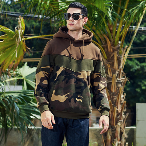 Colorblock Camouflage Hooded Sweater Men&