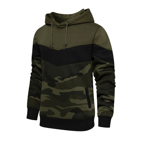 Colorblock Camouflage Hooded Sweater Men&