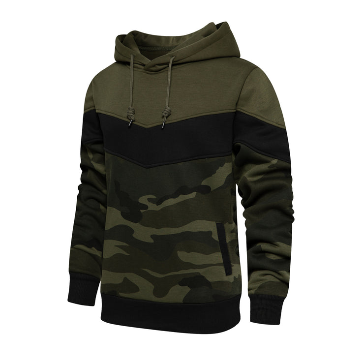 Colorblock Camouflage Hooded Sweater Men&