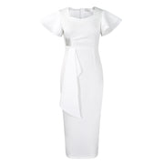 Fashionable Elegant Ruffled Solid Color Sheath