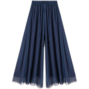 Temperament Plus Size Mercerized Chiffon Lining Wide-leg Skort
