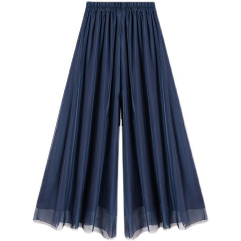 Temperament Plus Size Mercerized Chiffon Lining Wide-leg Skort
