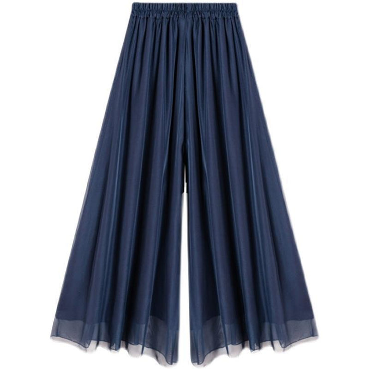 Temperament Plus Size Mercerized Chiffon Lining Wide-leg Skort