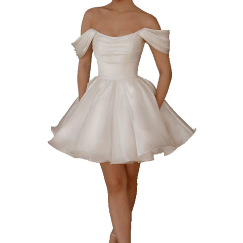 White Off-shoulder French Dress Women