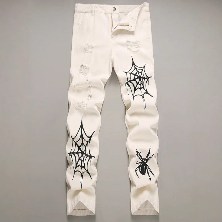High Street Vibe Style Loose Straight Wide Leg Pants American Spider