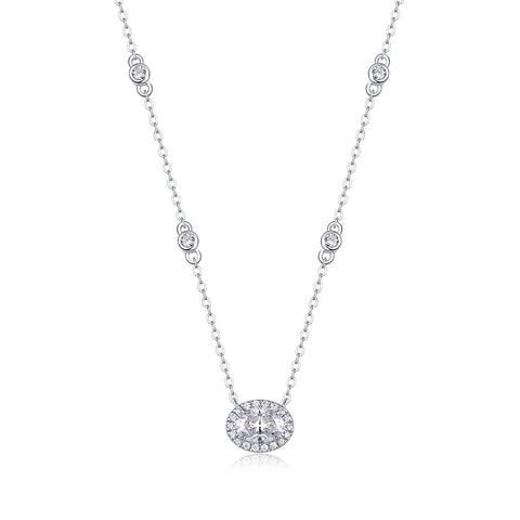 White Summer Night - A Fashionable And Luxurious Diamond Jewelry Pendant Set With Egg-shaped Moissanite S925 Sterling Silver And Platinum Plating