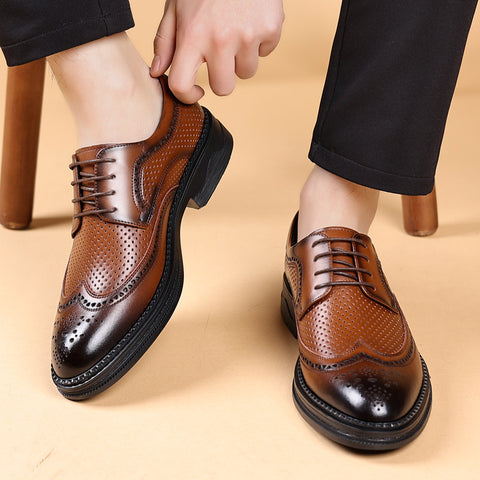 Hollow Leather Shoes Men&