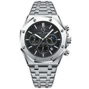 Waterproof High-grade Three Eyes And Six Needles Multi-functional Moon Phase Men's Steel Strap Watch