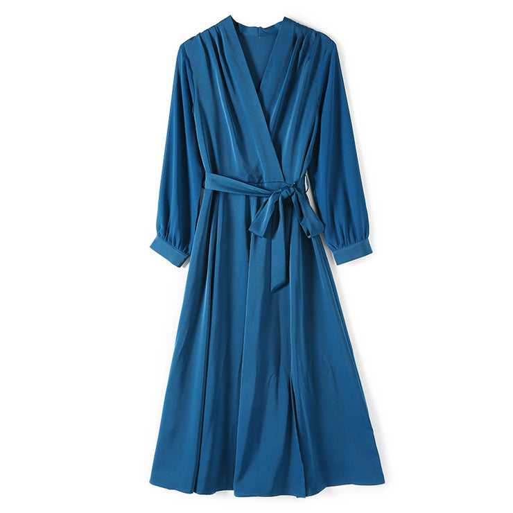 Elegant Temperament V-Neck Waist Slimming Long Skirt