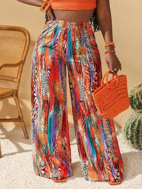 Colorful Pattern Trousers Loose Breathable Women&