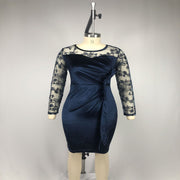 European and American New Women's Long-Sleeved Lace Stitching Slim Fit