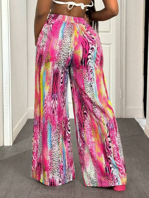 Colorful Pattern Trousers Loose Breathable Women&