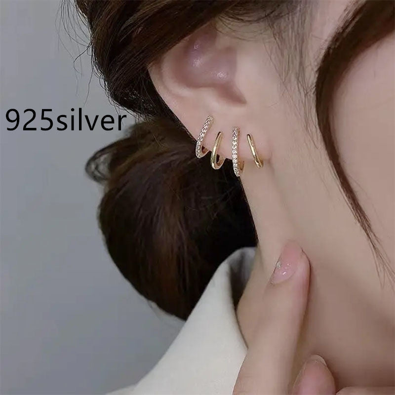 Women's Personalized Diamond Four Claw Row Earrings