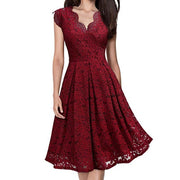 V-neck sleeveless lace dress