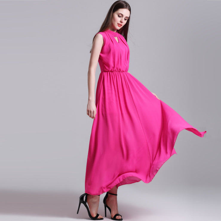 Waist Slimming Chiffon Dress With Big Slits