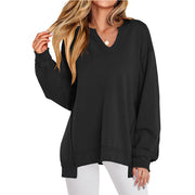 Colorful Striped V-neck Loose Sweatshirt