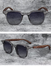 Retro Wood Grain Polarized Myopia Sunglasses UV Protection