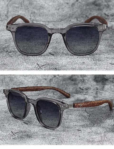 Retro Wood Grain Polarized Myopia Sunglasses UV Protection