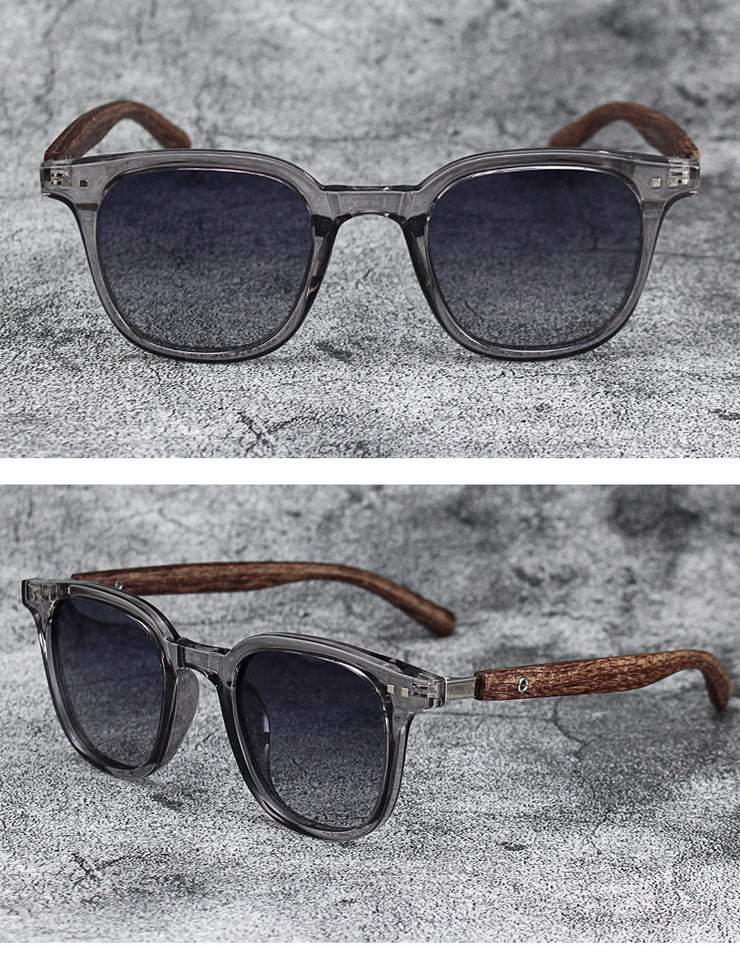 Retro Wood Grain Polarized Myopia Sunglasses UV Protection