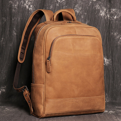 Retro Crazy Horse Skin Backpack Men&
