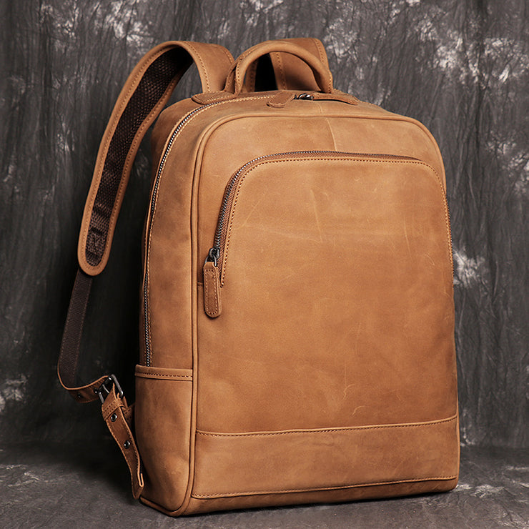 Retro Crazy Horse Skin Backpack Men&