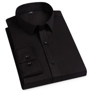 Men's Spring Long Sleeve Solid Color No Pocket Business Casual Stretch Shirt