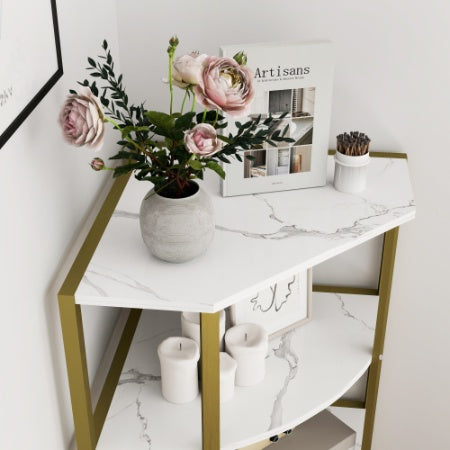 4-Tier Corner Open Shelf,Bookcase Freestanding Shelving Unit,Plant Stand Small Bookshelf For Living Room, Home Office, Kitchen, Small Space