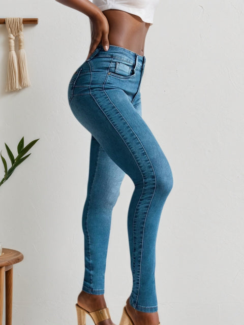 Four Season Versatile Tight Jeans, High Elasticity Slim Fit Comfortable And Fashionable, Classic Solid Color Design, Suitable For Both Casual And Formal Wear, Women&
