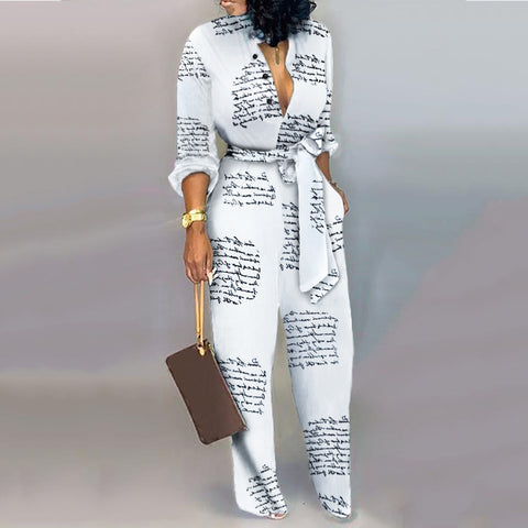 Pocket wide leg pants camouflage jumpsuit
