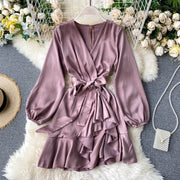 Long sleeve ruffled a-line skirt