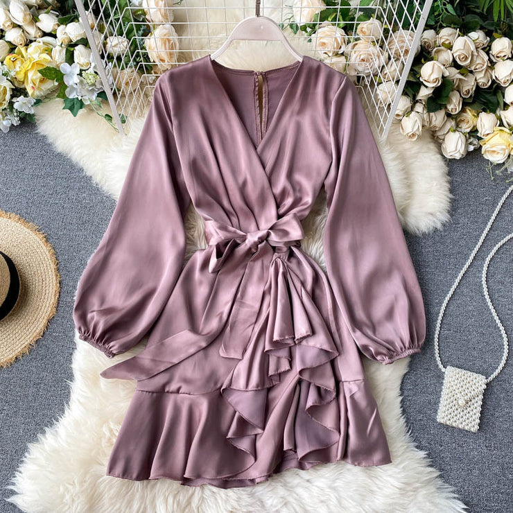 Long sleeve ruffled a-line skirt