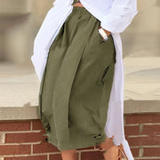 Cross-border European And American Amazon Foreign Trade New Solid Color Loose Comfort And Casual Elastic Waistband Slimming Cropped Wide-leg Pants For Women