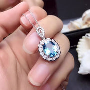Colored Gems Rings Ear Studs Pendant Natural Topaz Set