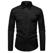 Men's Pleated Design Casual Long-sleeved Shirt